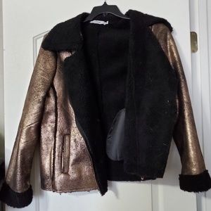 JustFab gold shearling jacket
